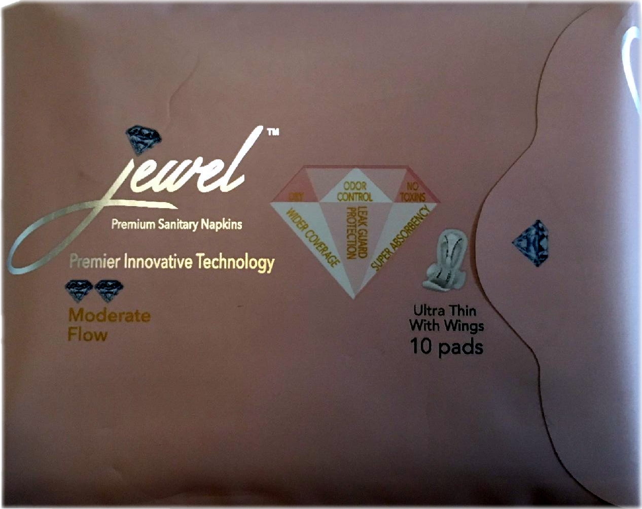 Jewel Sanitary Napkin - Ultra Thin with Wings - Moderate Flow | 10ct / $6.00