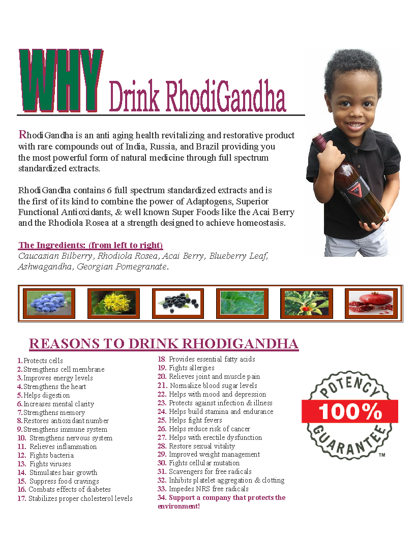 1 Healthy Drink - RhodiGandha on CitySpotz | Atlanta Ga | Charles Patrick - Local Distributor | (404) 795-2116 | RhodiGandha is an all natural health & wellness beverage. Our customers are raving about it, love it, and can't get enough of it!